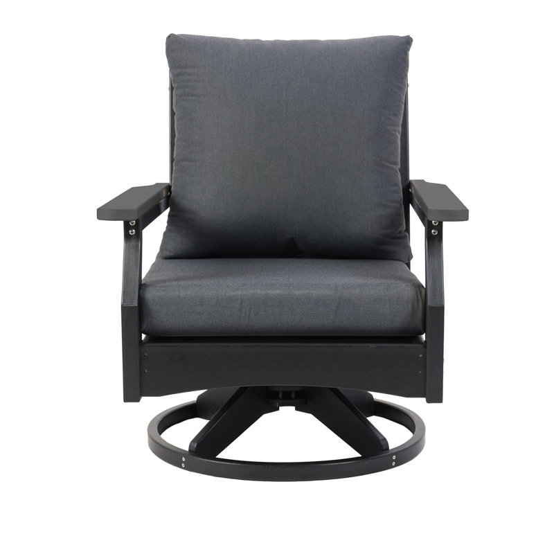 Stas - Chaise pivotante avec coussins - Structure noire et coussins gris
