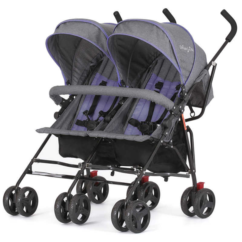 Dream On Me Volgo Twin Umbrella Stroller, Purple/Gray