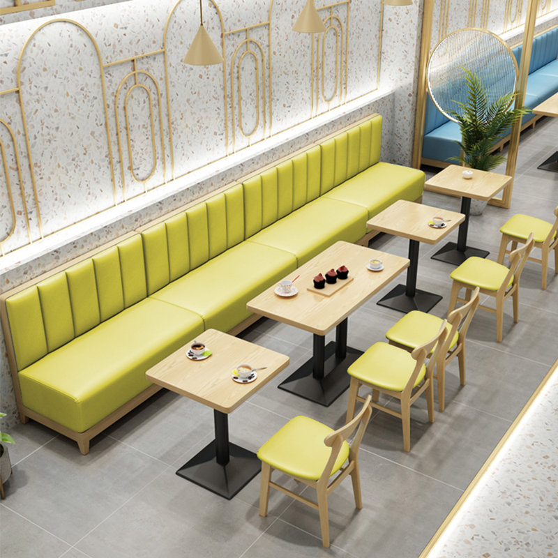 Banc rembourré en similicuir Simple Leisure Cafe, Jaune