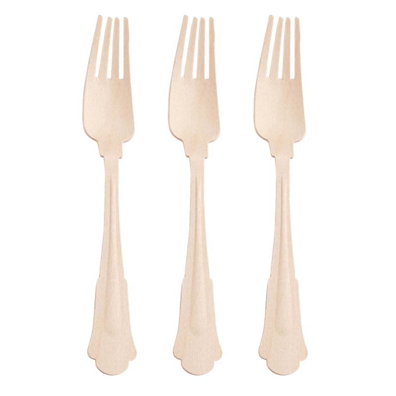 Silhouette Birch Wood Eco Friendly Disposable Dinner Forks