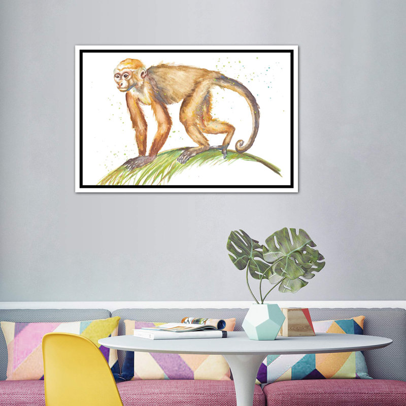 «Monkeys in the Jungle II» par Patricia Pinto - reproduction d'art, H 40 po x l 60 po x 1,5 po, Toile blanche encadrée