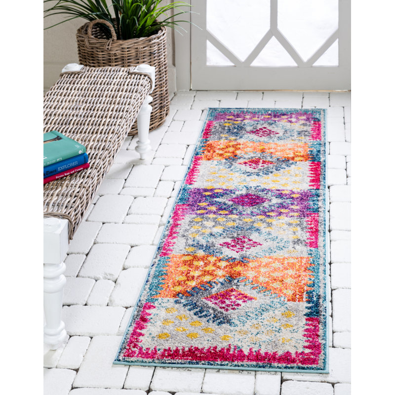 Tapis mauve / orange Jahanna, Tapis de couloir 2 pi x 6 pi 9 po