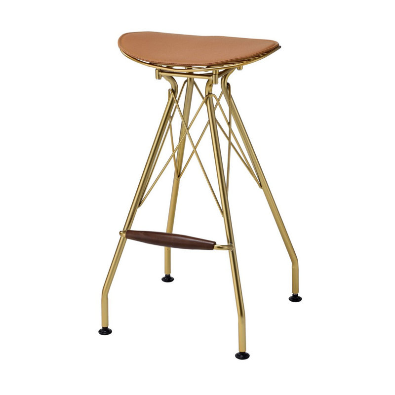 Tabouret de bar en métal sans dossier avec pieds évasés et support de croisillons, ensemble de 2