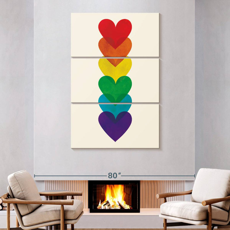 Khepri Rainbow Hearts Stack, 74" H x 48" W