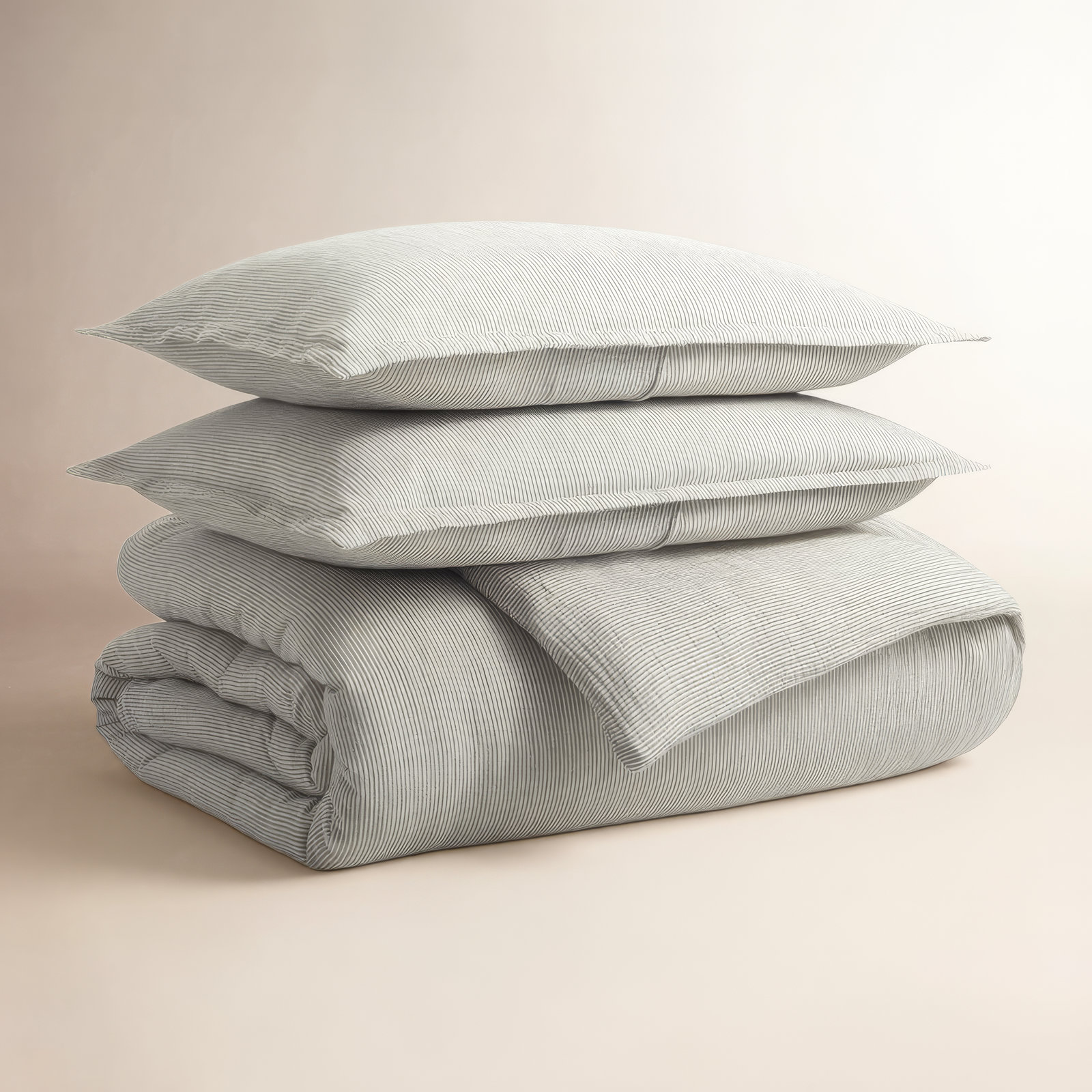 Kimball Cotton Duvet Cover Set, Queen Duvet Cover + 2 Queen Shams, Charcoal/White