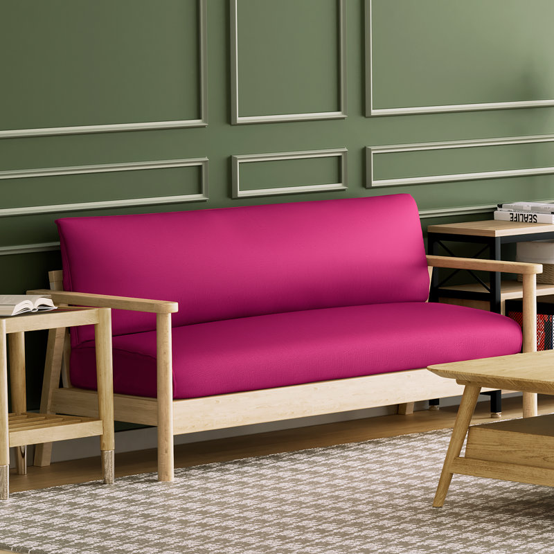 Housse pour canapé-lit réversible en tissu de polyester réversible avec fermeture à glissière 3 côtés, Complète, Rose vif