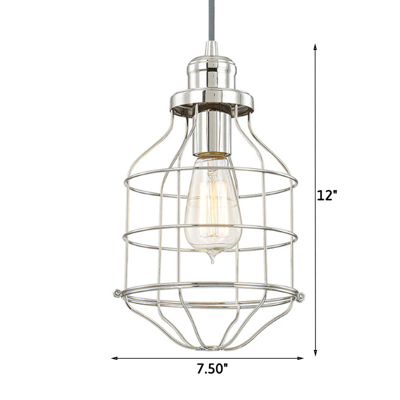 Luminaire suspendu géométrique 1 lumières simple Kinsella, Nickel poli
