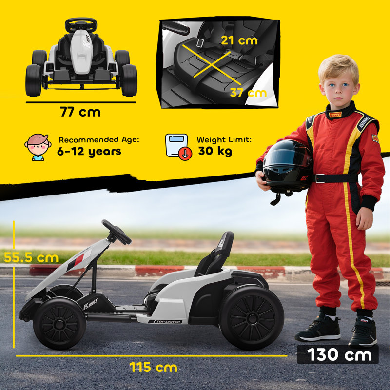 HOMCOM Go Kart, White