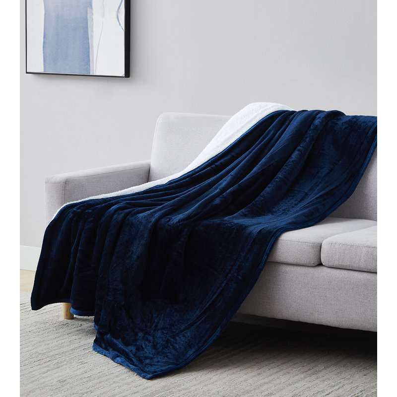 Jeté en sherpa surdimensionné et confortable Southshore Fine Linens, Jeté, Bleu marine