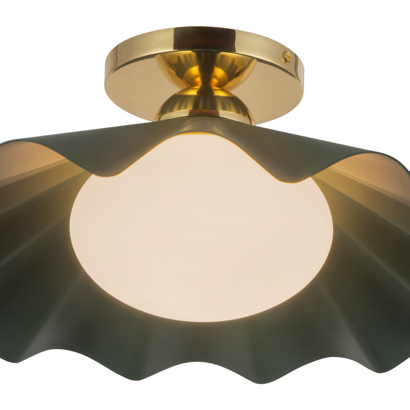 Furrow 16-in Red Semi-Flush Mount, 16-in, Green