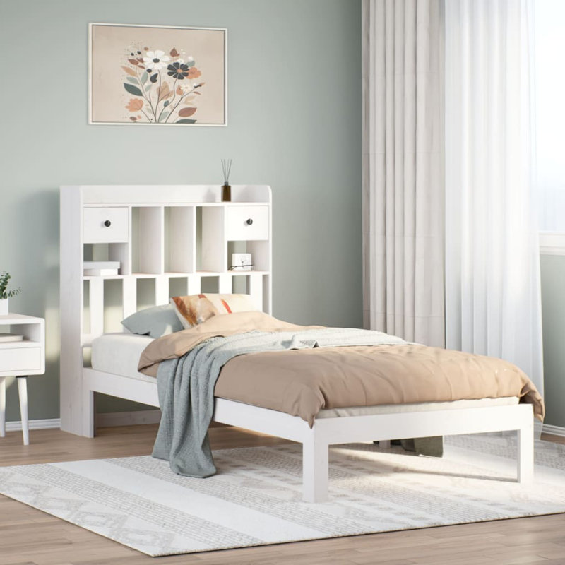 Anguilla Solid Wood Storage Bed, 110cm H x 216.5cm W x 81cm D, White