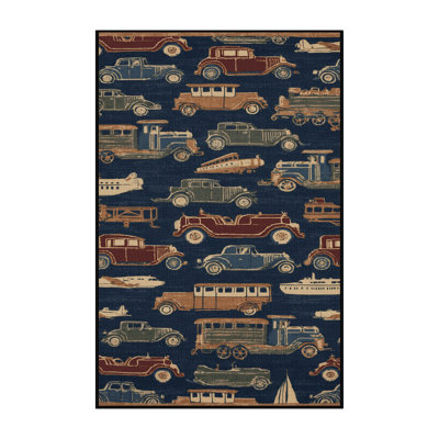Machine Washable Transportation Gray Area Rug