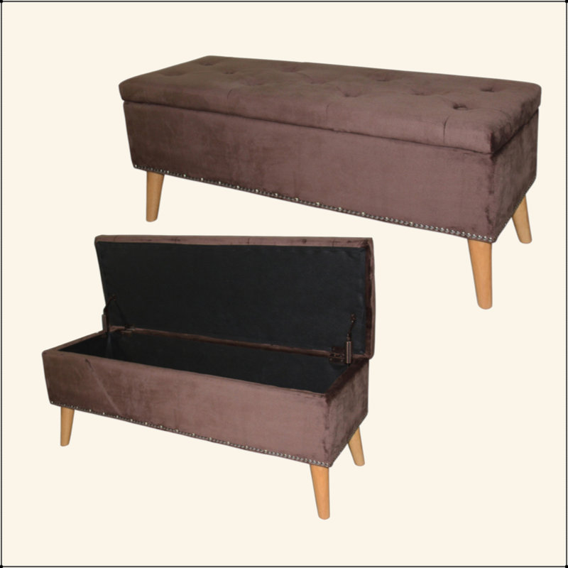 Banc de rangement 17 po, suède brun