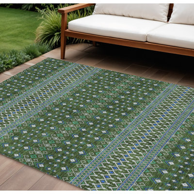Tapis intérieur tribal lavable bleu 8 pi x 10 pi