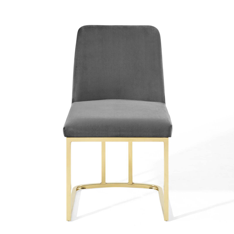 Chaise d'appoint de salle à manger en velours Amplifier Base Performance, Velours gris, Or