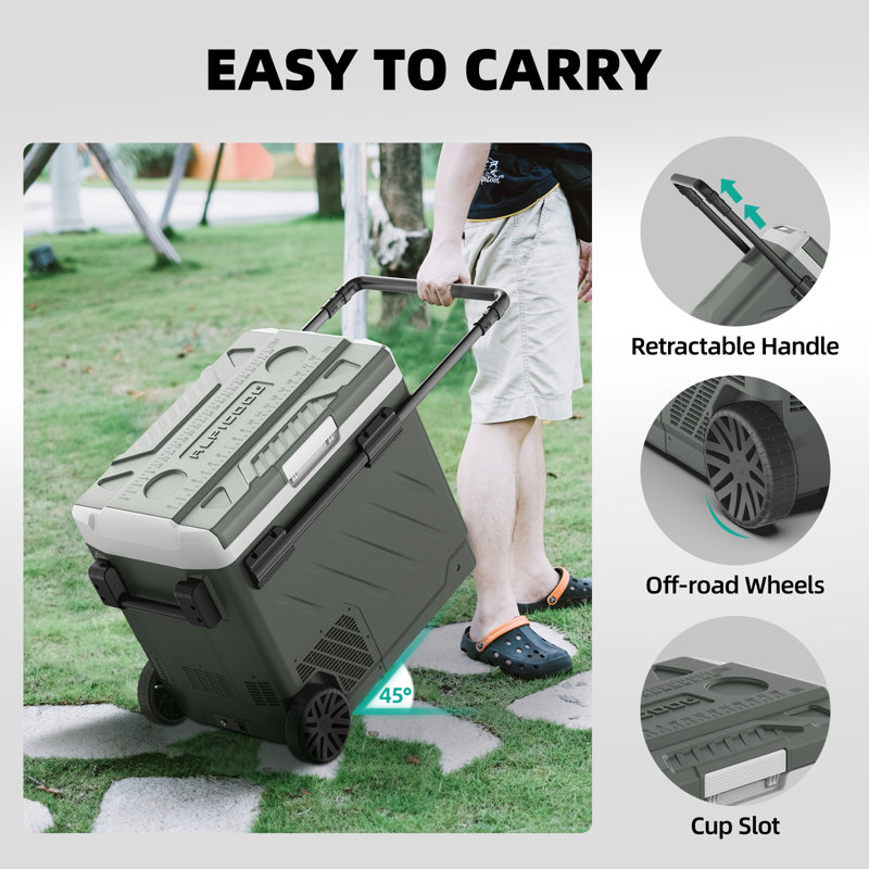 Green 52 qt Dual Zone Portable Car Refrigerator with App Control