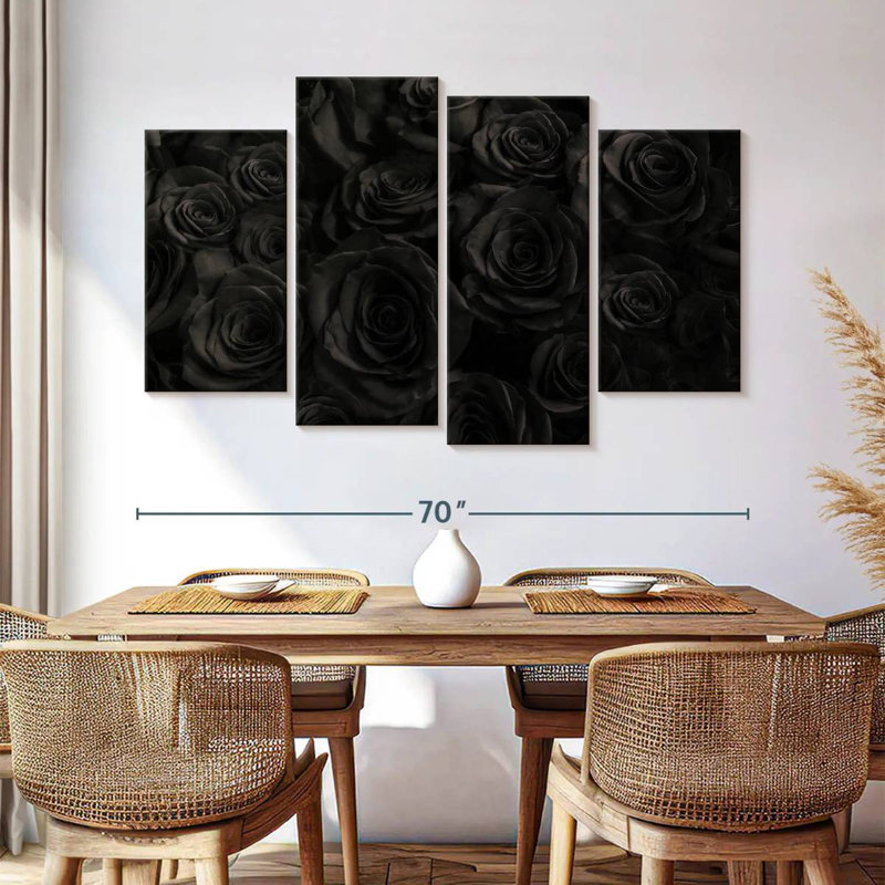 Harnek Bed Of Black Roses, 42" H x 68" W