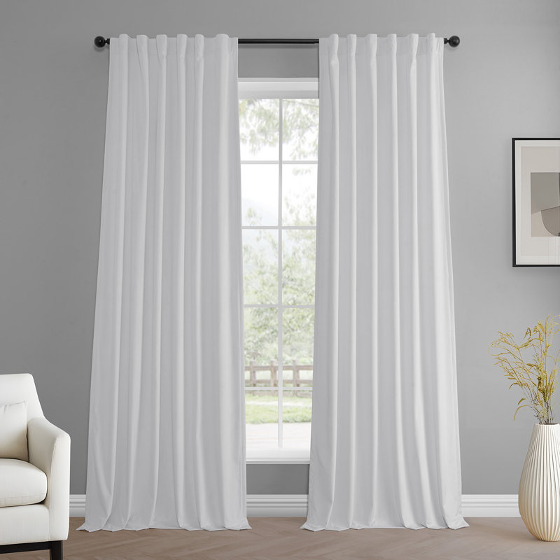 Winnette Velvet Room Darkening Curtain Panels, Dark Blue, 50" W x 108" L