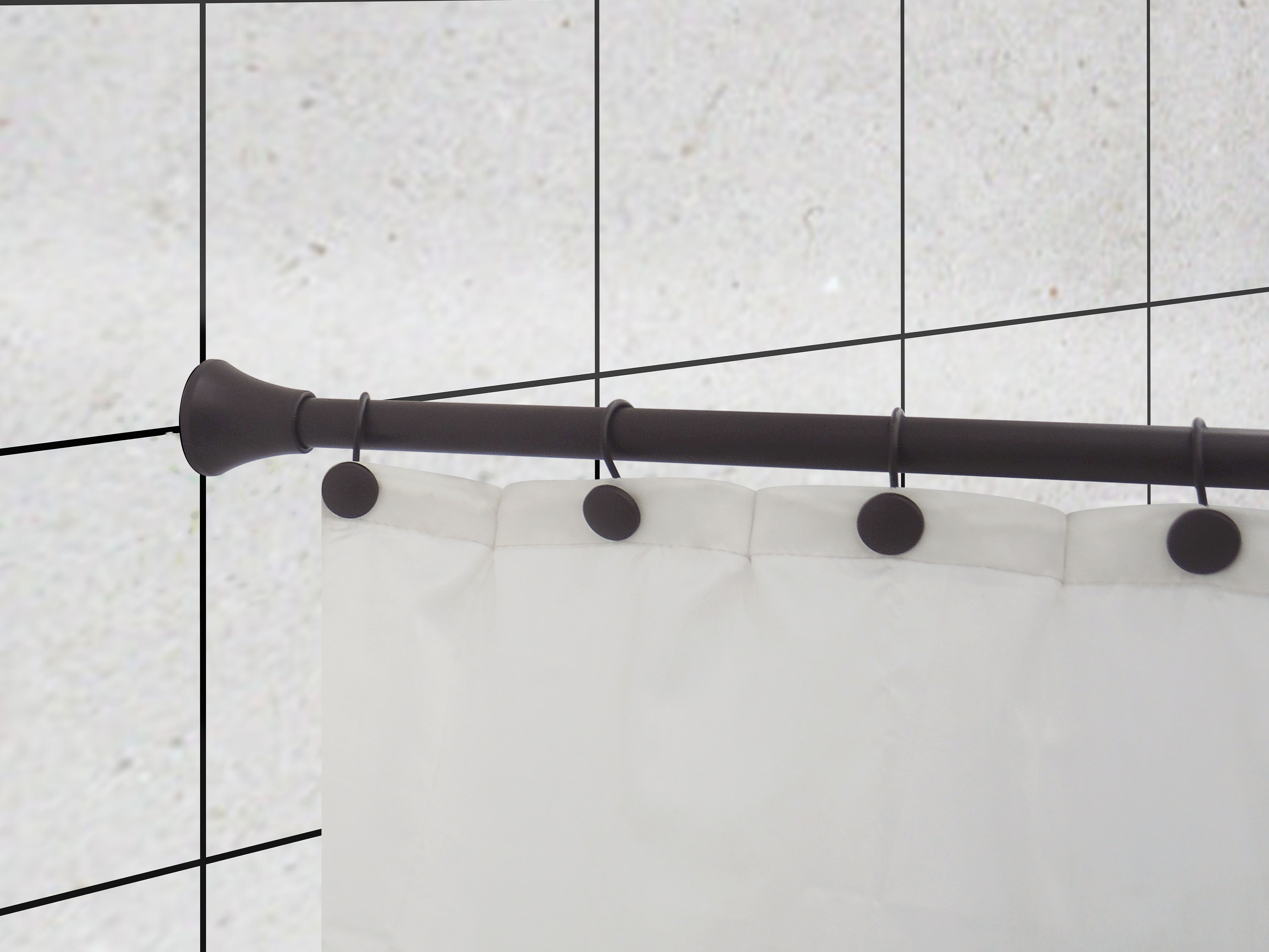 Indecor Home 2.5'' Straight Tension Shower Curtain Rod & Hook Set Finish: Black