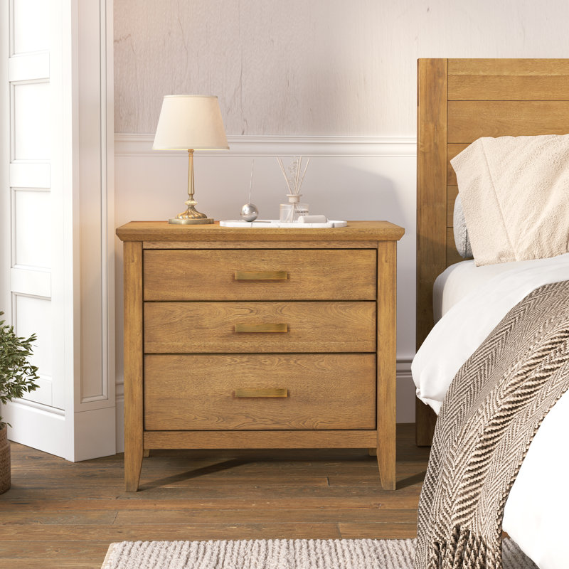 Table de chevet 3 tiroirs l 25,8 po Lessio, Bois foncé