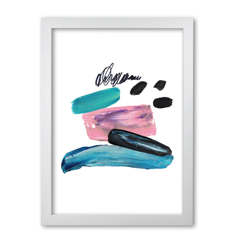 Pink And Teal Abstract Artboard - Print, 60 cm H x 42 cm W x 5 cm D, White Grain Frame