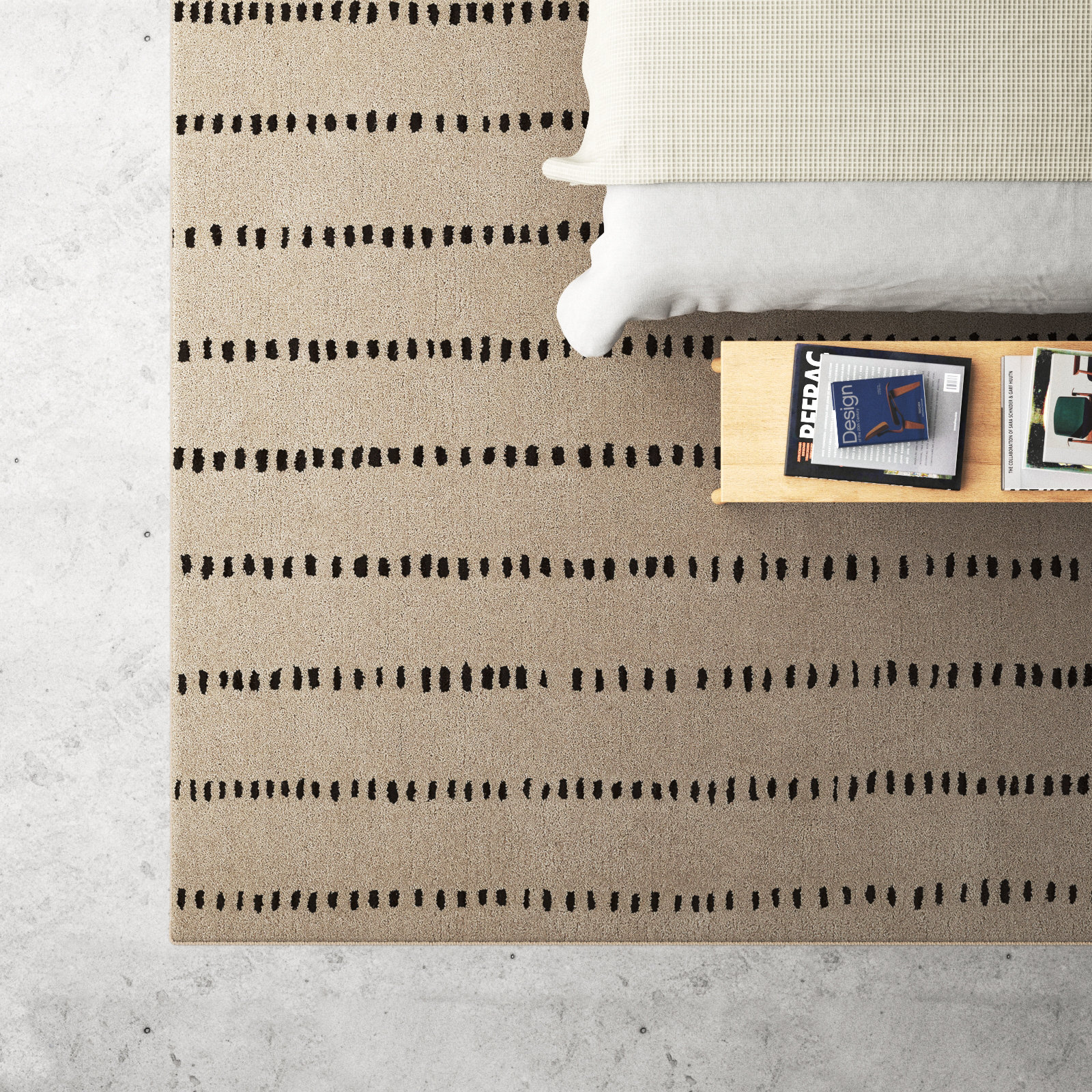 Austen Beige Hand-Tufted Striped Wool Rug, Rectangle 8' x 10'