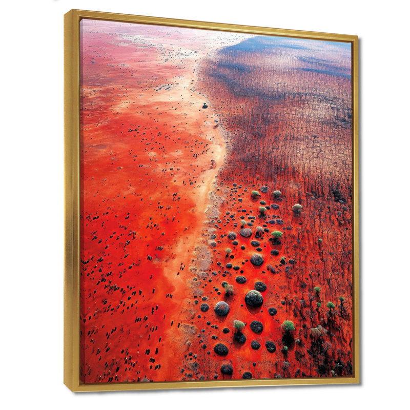 Décoration murale Nikita - paysage africain, Toile avec cadre flottant or, H 40 po x l 30 po x P 1,5 po