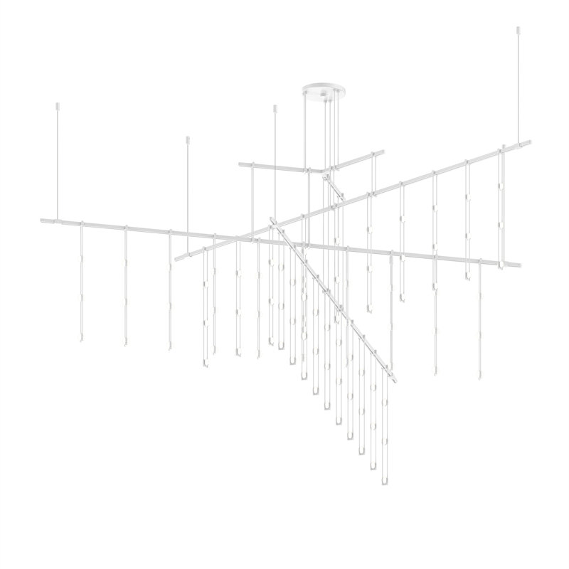 Luminaires à échelle en cristal à 4 niveaux Suspender® Tri-Bar - 4 niveaux, Blanc satiné