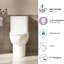 Toilette de 17 po de hauteur avec système 1,1 / 1,6, cuvette sans rebord, siège à fermeture en douceur, blanc brillant 006 pour salle de bain à double chasse moderne, lavabo, lustre doux