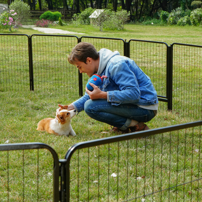 Multi-sized Metal Dog Exercise Pen Panels with 3 Doors, 45'' H X 643.2'' W X 0.63'' D