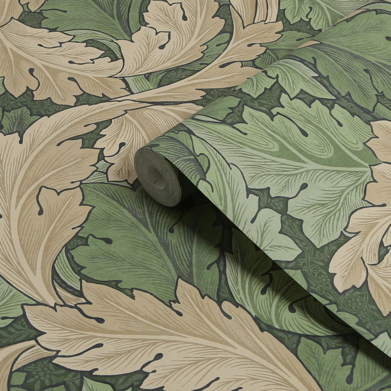 William Morris At Home Acanthus Floral Wallpaper, Green