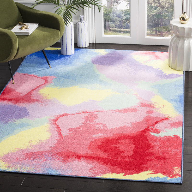 Darline Performance Machine Washable Abstract Rug, Rectangle 4'4" x 6'