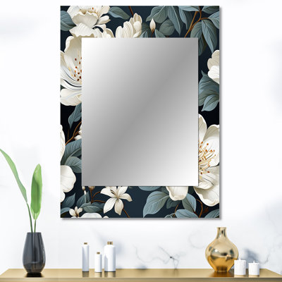 Orchidée Delrita en fleurs grises et blanches - miroir décoratif floral, grand miroir mural floral, impression d'art en métal
