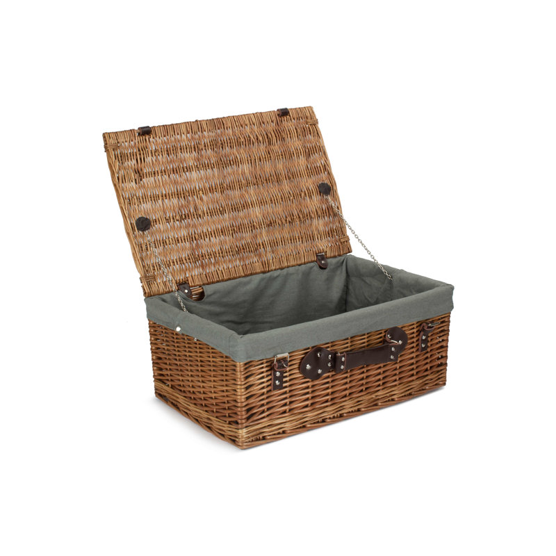 Wicker Basket with Lining, Double Steamed Hamper/Grey Lining