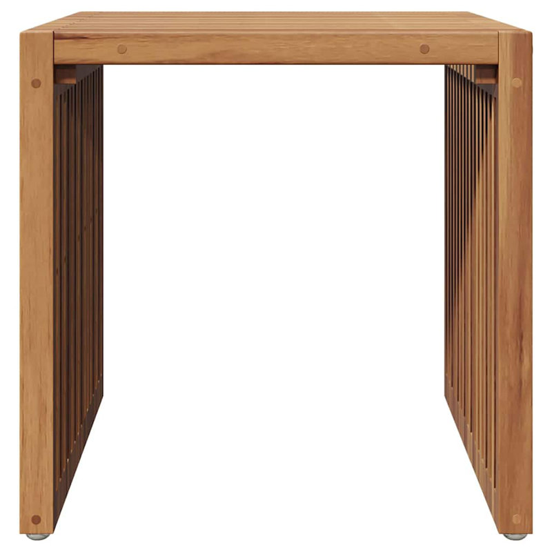 Garden Side Table Manual Brown Solid Teak Wood, 45cm H x 42.5cm W x 45cm D
