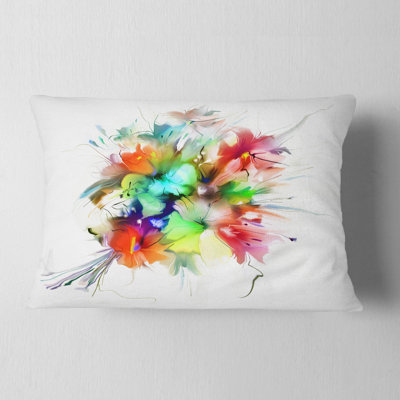 Summer Flowers in Different Colors - Floral Printed Throw Pillow