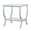 Table de bout carrée en verre chromé