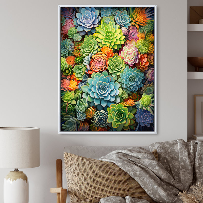Kaléidoscope botanique de Jeljazko, H 40 po x l 30 po x P 1,5 po, Cadre flottant blanc