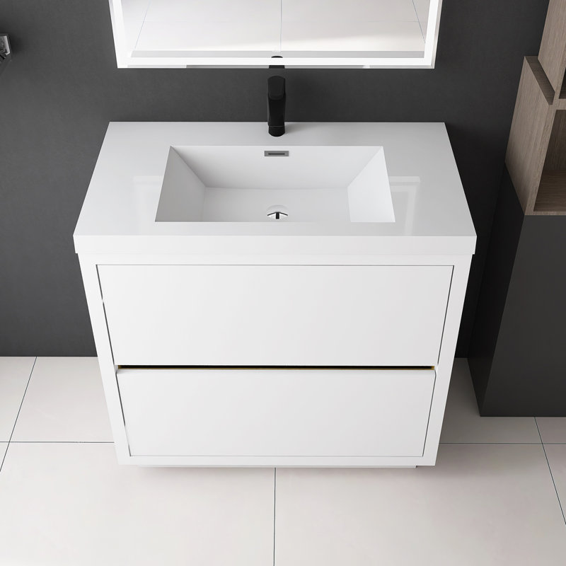 Meuble-lavabo sur pied 36 po avec lavabo, Blanc