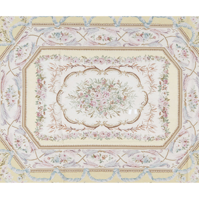 Hand-Knotted High-Quality Yellow and Ivory Area Rug
