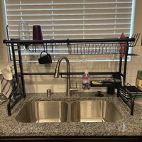 Stainless Steel Black 23.5” to 38” Extendable Dish Drying Rack Over Kitchen  Sink, Dishes and Utensils Draining Shelf, Kitchen Storage Countertop  Organizer, Utensils Holder, Kitchen Space Saver, All in One Dishes Washing  Solution