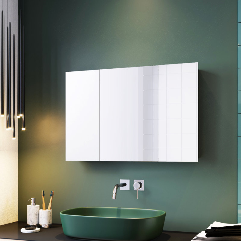 Mirrored Bathroom Cabinets with Mirror and 10 Adjustable Shelves