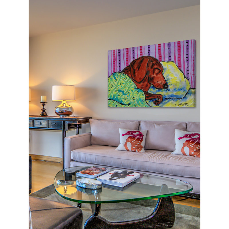 «Sleeping Dachshund» par Jay Schmetz, reproduction sur toile, H 12 po x l 18 po
