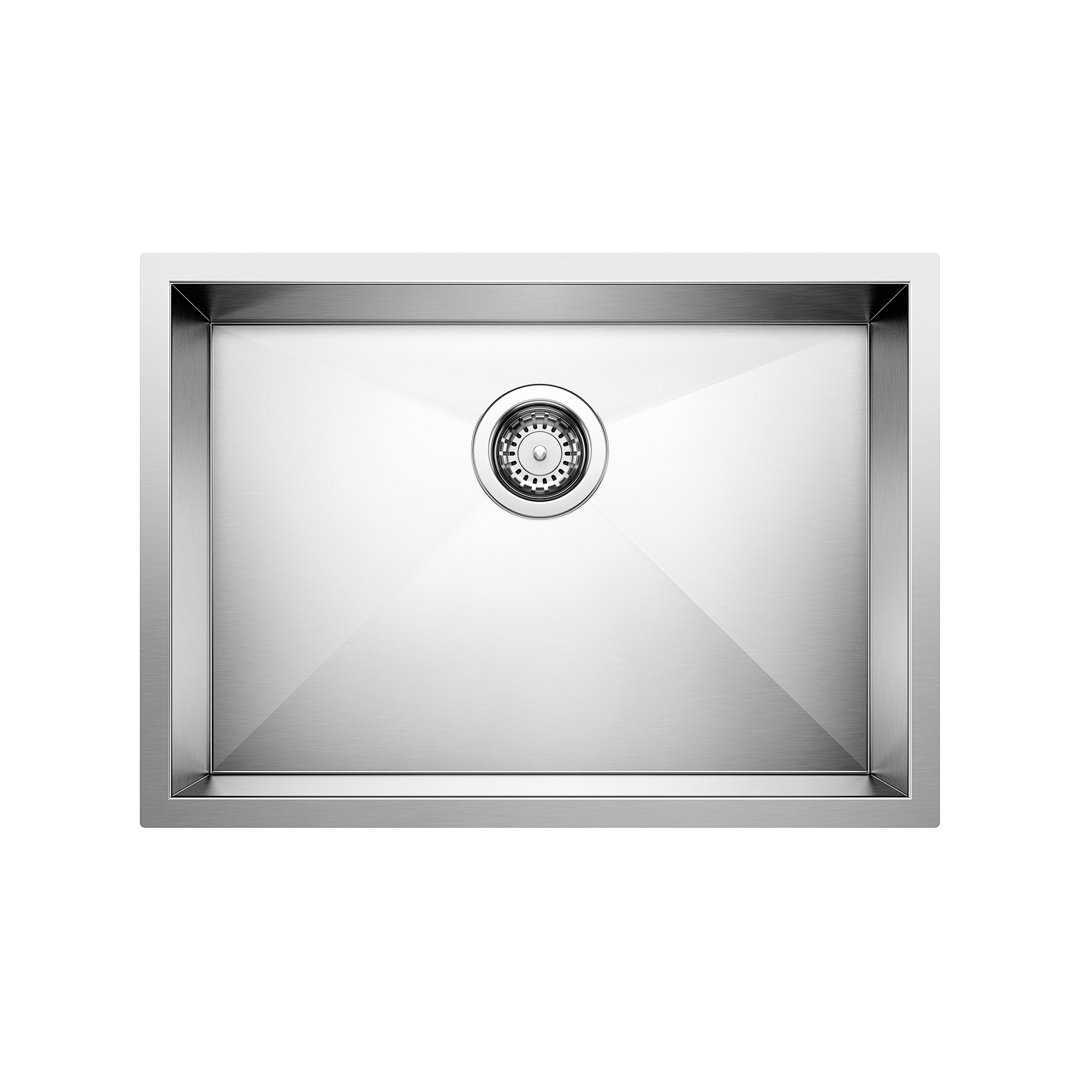 Quatrus R0 25" Single Bowl Undermount ADA Stainless Steel Kitchen Sink Blanco