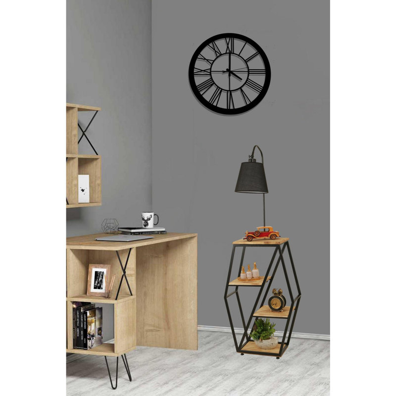 Luro Stylish Black Floor Lamp with 100% Fir Wood Bookstand, 65 x 39.4 x 64.6 inches | Durable Metal Body, Max 60W E27 Socket | Perfect for Reading Nooks & Modern Living Spaces | Elegant Design with Electrostatic Oven Dried Paint