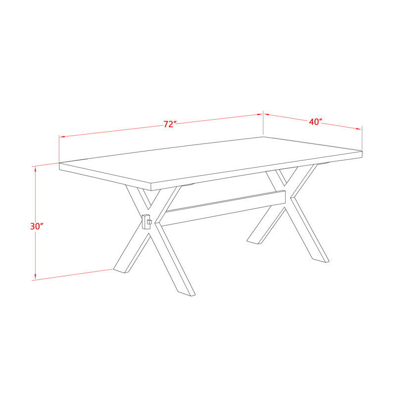 Table de salle à manger X-Style Modern, L 72 po x l 40 po, Blanc lin, Jacobin vieilli