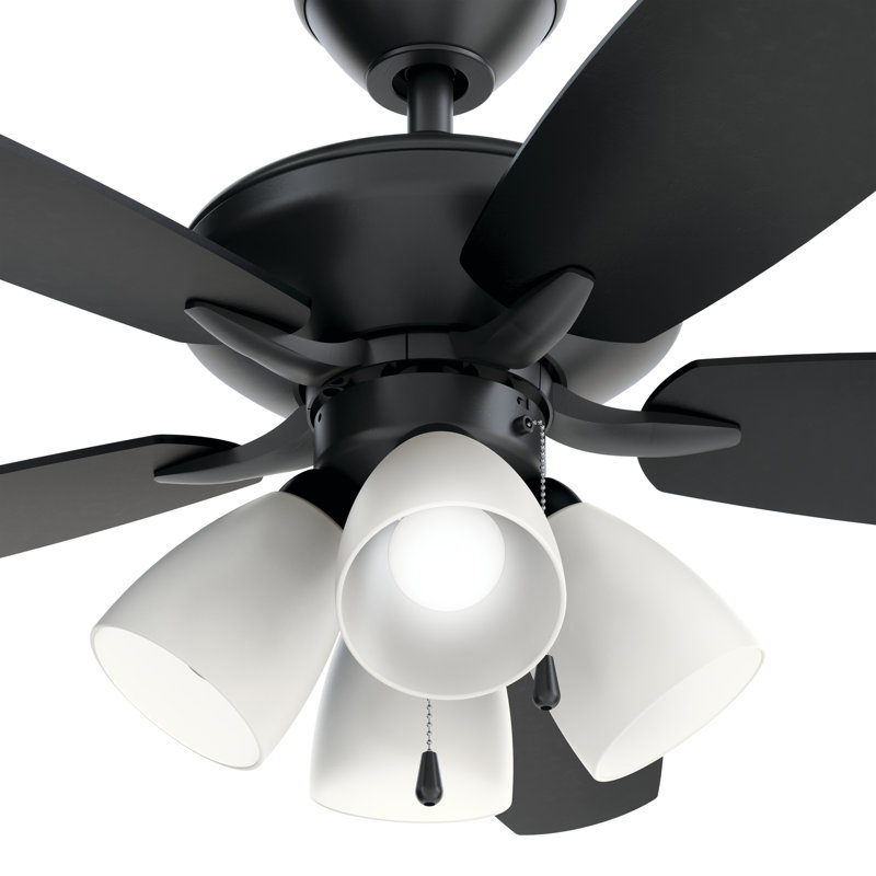 52'' Ceiling Fan with Light Kit, Black with Satin Blade