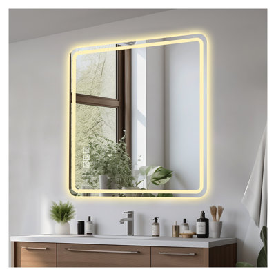 Miroir de salle de bain 36 "x 36" à cadre argenté avec verre anti-explosion