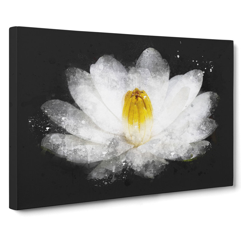 Heart Of A White Lily Paint Splash - Wrapped Canvas Print, 60cm H x 91cm W x 3cm D
