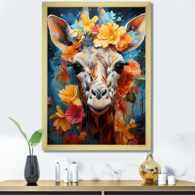 Cute Floral Giraffe Happiness I - Print